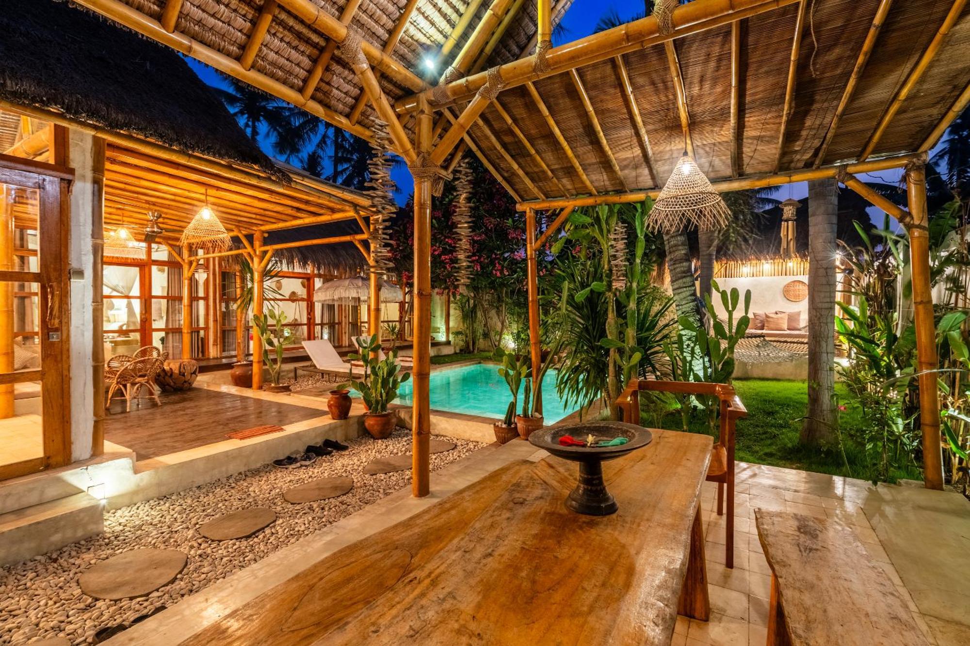 Villa Burung Gili Air Authentic 3-Bedroom Bamboo Villa With Private Pool Eksteriør bilde